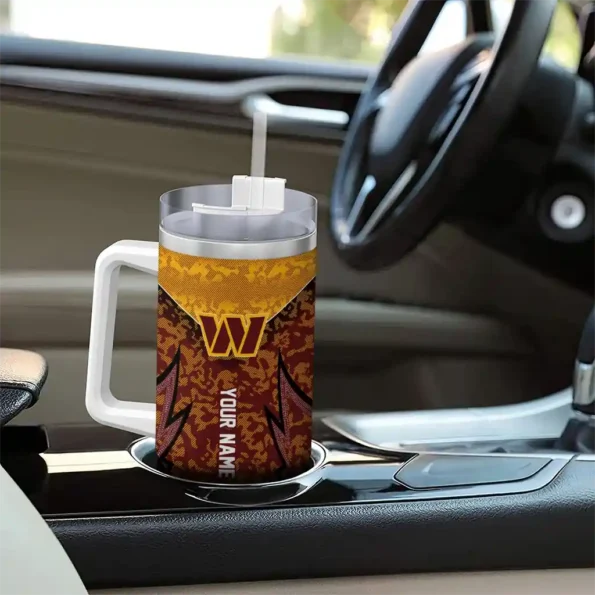 custom washington commanders chevron stripe burgundy curved tumbler trendy.webp