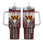 custom washington commanders leopard zipper burgundy curved tumbler best selling.webp