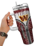 custom washington commanders leopard zipper burgundy curved tumbler best selling.webp