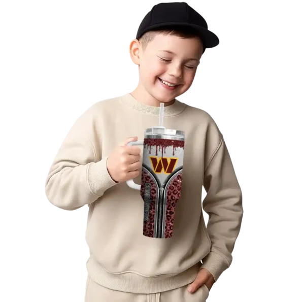 custom washington commanders leopard zipper burgundy curved tumbler latest model.webp