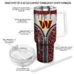 custom washington commanders leopard zipper burgundy curved tumbler best selling.webp
