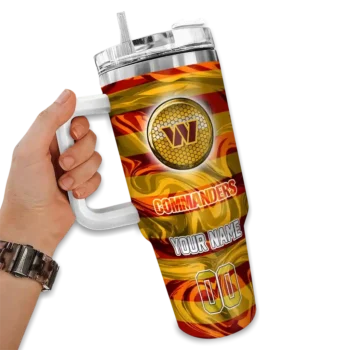 custom washington commanders marbled stripes burgundy curved tumbler fashion forward.webp