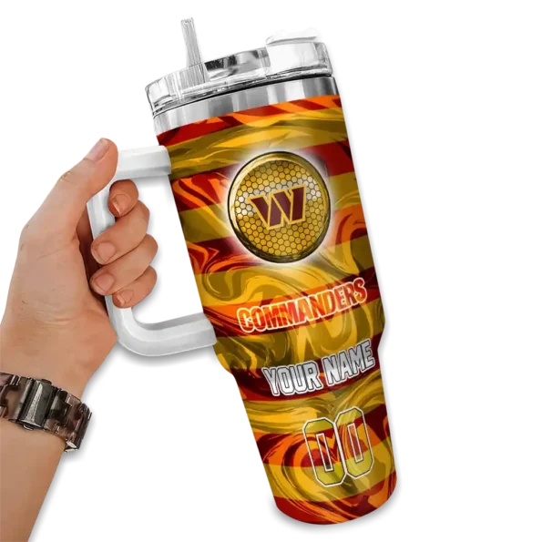 custom washington commanders marbled stripes burgundy curved tumbler fashion forward.webp