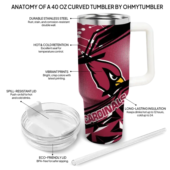 customized arizona cardinals abstract paths red curved tumbler new arrival.webp