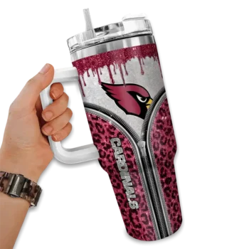 customized arizona cardinals leopard zipper red curved tumbler fashion forward.webp