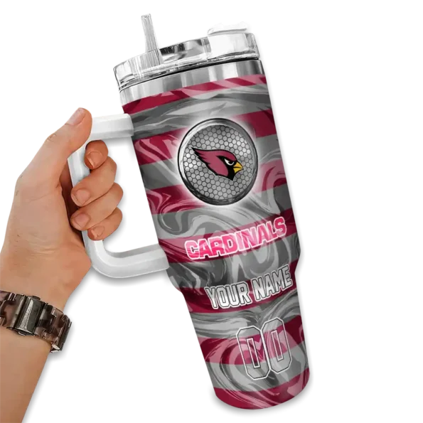 customized arizona cardinals marbled stripes red curved tumbler fashion forward.webp