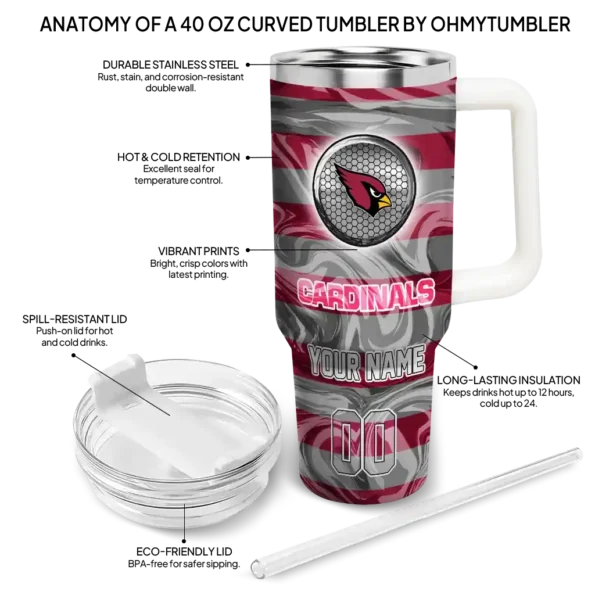 customized arizona cardinals marbled stripes red curved tumbler new arrival.webp