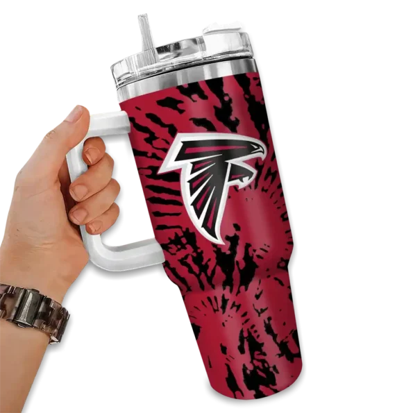 customized atlanta falcons burst swirl red curved tumbler fashion forward.webp