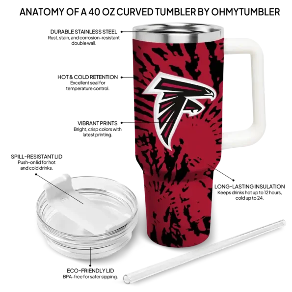 customized atlanta falcons burst swirl red curved tumbler new arrival.webp