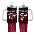 customized atlanta falcons hex texture red curved tumbler best selling.webp