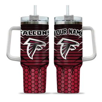 customized atlanta falcons hex texture red curved tumbler best selling.webp