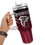 customized atlanta falcons hex texture red curved tumbler best selling.webp