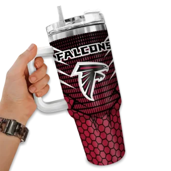 customized atlanta falcons hex texture red curved tumbler fashion forward.webp