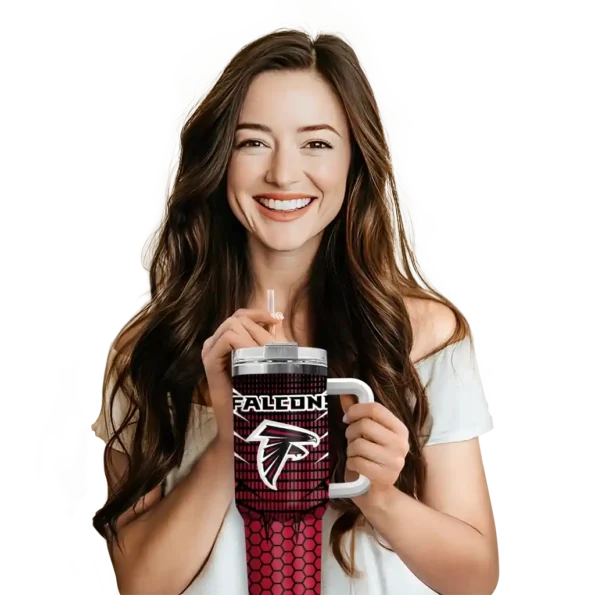 customized atlanta falcons hex texture red curved tumbler premium grade.webp