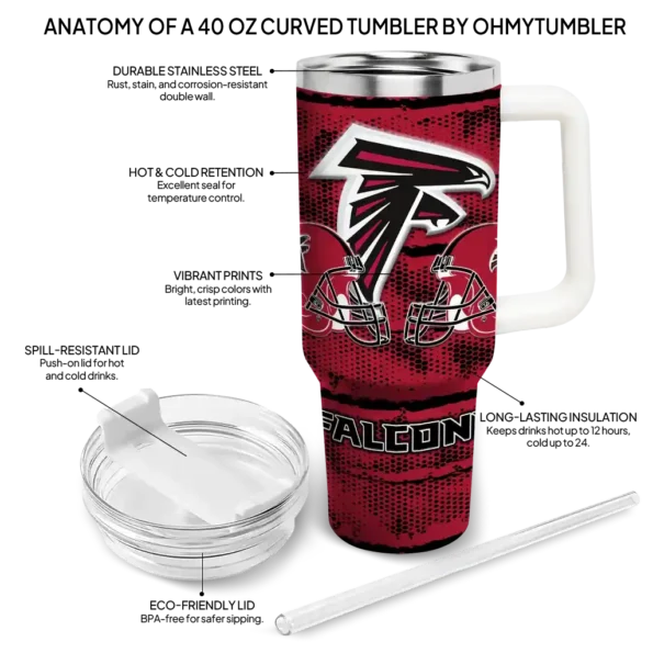 customized atlanta falcons honey streaks red curved tumbler new arrival.webp
