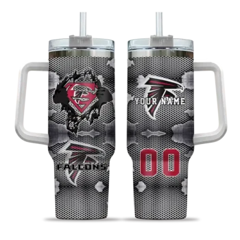 customized atlanta falcons superman shield red gray curved tumbler best selling.webp