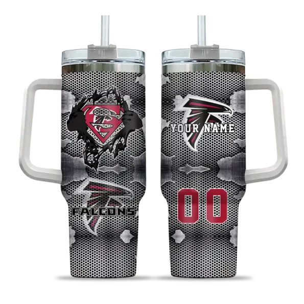 customized atlanta falcons superman shield red gray curved tumbler best selling.webp