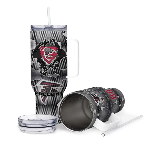 customized atlanta falcons superman shield red gray curved tumbler high quality.webp