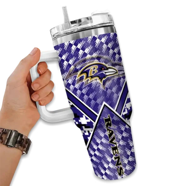 customized baltimore ravens chevron angle purple curved tumbler fashion forward.webp