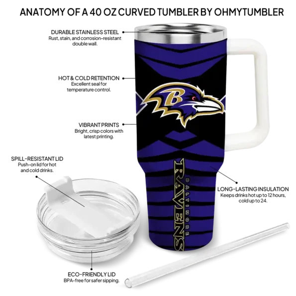 customized baltimore ravens chevron layers purple curved tumbler new arrival.webp