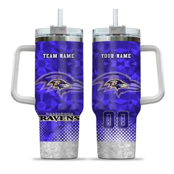 customized baltimore ravens geometric prism purple curved tumbler best selling.webp
