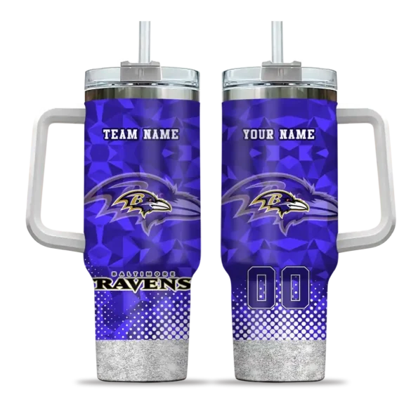 customized baltimore ravens geometric prism purple curved tumbler best selling.webp
