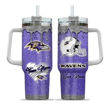 customized baltimore ravens heart helmet motif purple curved tumbler best selling.webp