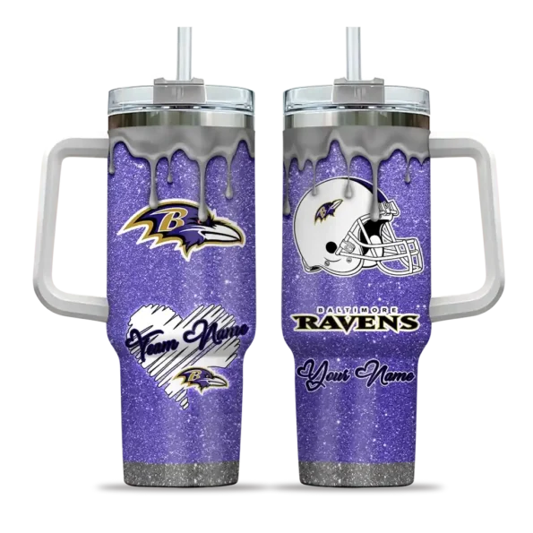customized baltimore ravens heart helmet motif purple curved tumbler best selling.webp