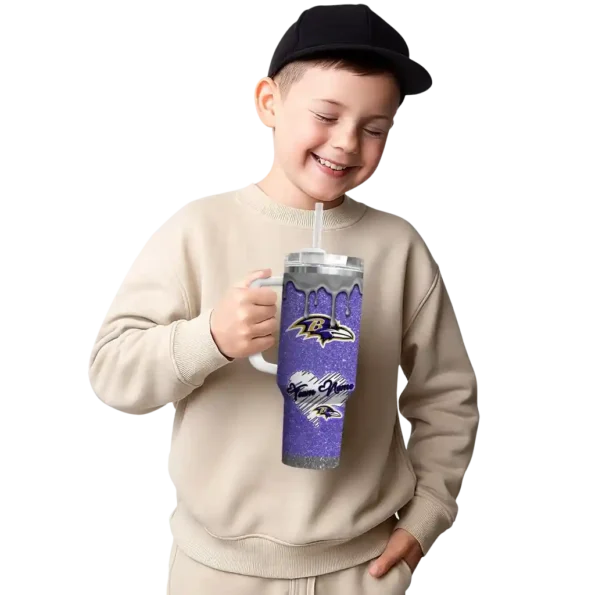 customized baltimore ravens heart helmet motif purple curved tumbler latest model.webp