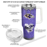 customized baltimore ravens heart helmet motif purple curved tumbler best selling.webp