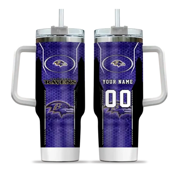 customized baltimore ravens hexagon armor purple curved tumbler best selling.webp