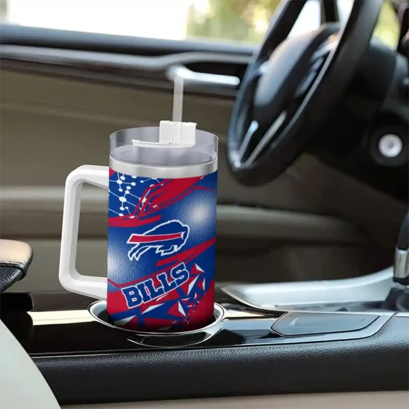 customized buffalo bills abstract paths blue curved tumbler trendy.webp