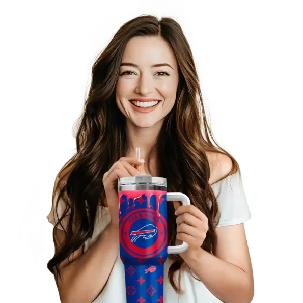 customized buffalo bills bullseye drips blue curved tumbler premium grade.webp