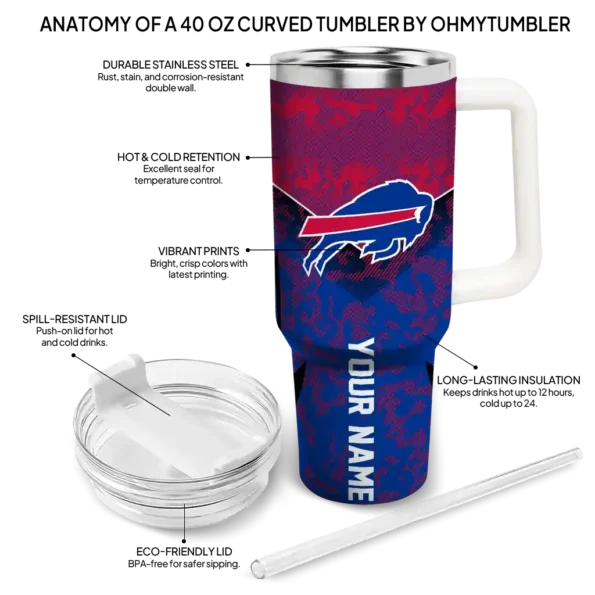 customized buffalo bills chevron stripe blue curved tumbler new arrival.webp
