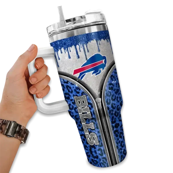 customized buffalo bills leopard zipper blue curved tumbler fashion forward.webp