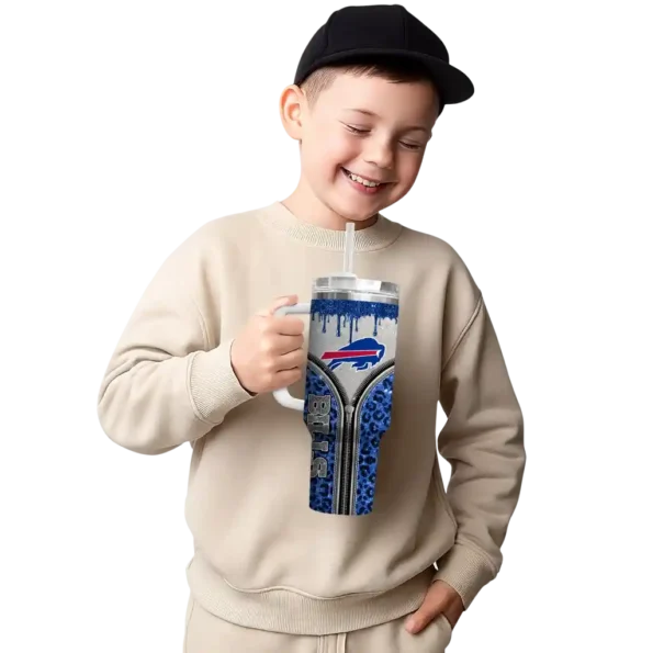 customized buffalo bills leopard zipper blue curved tumbler latest model.webp