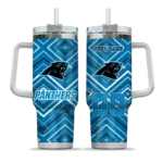 customized carolina panthers bold diamonds blue curved tumbler best selling.webp