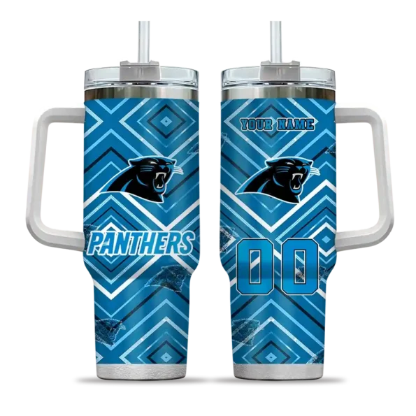 customized carolina panthers bold diamonds blue curved tumbler best selling.webp