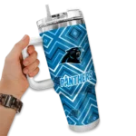 customized carolina panthers bold diamonds blue curved tumbler best selling.webp