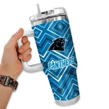 customized carolina panthers bold diamonds blue curved tumbler fashion forward.webp