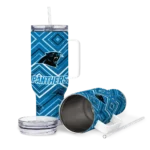 customized carolina panthers bold diamonds blue curved tumbler best selling.webp