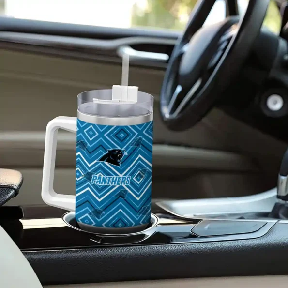 customized carolina panthers bold diamonds blue curved tumbler trendy.webp