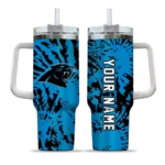 customized carolina panthers burst swirl blue curved tumbler best selling.webp