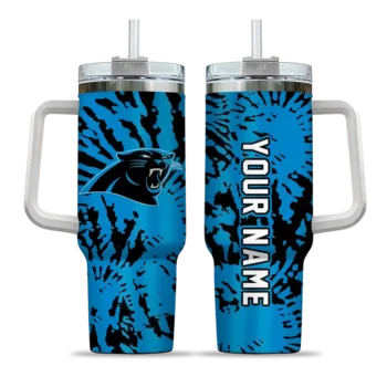 customized carolina panthers burst swirl blue curved tumbler best selling.webp
