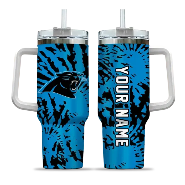 customized carolina panthers burst swirl blue curved tumbler best selling.webp