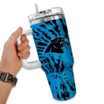 customized carolina panthers burst swirl blue curved tumbler best selling.webp