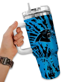 customized carolina panthers burst swirl blue curved tumbler fashion forward.webp