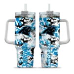 customized carolina panthers camo mashup blue white curved tumbler best selling.webp