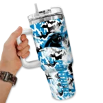 customized carolina panthers camo mashup blue white curved tumbler best selling.webp