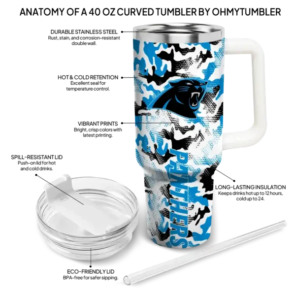 customized carolina panthers camo mashup blue white curved tumbler new arrival.webp